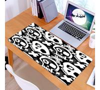 KDWJS Tappetino per mouse XXL Speed Gaming - 90x40 cm - XXL Mousepad - base antiscivolo - migliora la precisione e la velocità - Teschio e croce ripetuti in bianco e nero con simbolo del teschio e de
