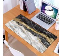 KDWJS Tappetino per mouse XXL Speed Gaming - 90x40 cm - XXL Mousepad - base antiscivolo - migliora la precisione e la velocità - Motivo decorativo in marmo bianco e nero e lamina d'oro con texture cr
