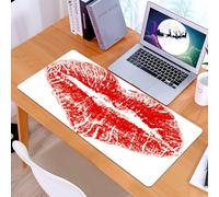KDWJS Tappetino per mouse XXL Speed Gaming - 90x40 cm - XXL Mousepad - base antiscivolo - migliora la precisione e la velocità - Bacio, segno di rossetto rosso a forma di cuore, espressione di passi