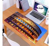 KDWJS Tappetino per mouse XXL Speed Gaming - 90x40 cm - XXL Mousepad - base antiscivolo - migliora la precisione e la velocità - Vista notturna degli edifici d'epoca del Colosseo di Roma