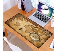 KDWJS Tappetino per mouse XXL Speed Gaming - 90x40 cm - XXL Mousepad - base antiscivolo - migliora la precisione e la velocità - Mappa del tesoro retrò con corda e vecchia bussola in ottone e strumen