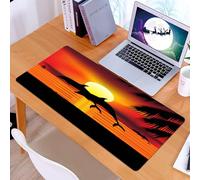 KDWJS Tappetino per mouse XXL Speed Gaming - 90x40 cm - XXL Mousepad - base antiscivolo - migliora la precisione e la velocità - Balena, due delfini nell'oceano al tramonto con foglie di palma, vista