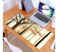 KDWJS Tappetino per mouse XXL Speed Gaming - 90x40 cm - XXL Mousepad - base antiscivolo - migliora la precisione e la velocità - Albero solitario nella foresta nebbiosa autunnale, con alberi pieni di
