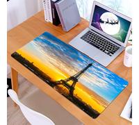 KDWJS Tappetino per mouse XXL Speed Gaming - 90x40 cm - XXL Mousepad - base antiscivolo - migliora la precisione e la velocità - Torre Eiffel, vista dell'alba della capitale della Torre Eiffel