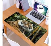 KDWJS Tappetino per mouse XXL Speed Gaming - 90x40 cm - XXL Mousepad - base antiscivolo - migliora la precisione e la velocità - Tigre nella foresta di bambù, tigre maestosa e bambù, tigre nell'habit