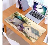 KDWJS Tappetino per mouse XXL Speed Gaming - 90x40 cm - XXL Mousepad - base antiscivolo - migliora la precisione e la velocità - Arte, un secchio di erbe aromatiche, un coccodrillo viola in fiore e u