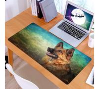 KDWJS Tappetino per mouse XXL Speed Gaming - 90x40 cm - XXL Mousepad - base antiscivolo - migliora la precisione e la velocità - Disegno del ritratto di un pastore tedesco su uno sfondo di carta grun