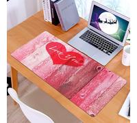 KDWJS Tappetino per mouse XXL Speed Gaming - 90x40 cm - XXL Mousepad - base antiscivolo - migliora la precisione e la velocità - Set d'amore, ti amo con un cuore su uno sfondo rustico in legno in sti