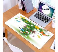 KDWJS Tappetino per mouse XXL Speed Gaming - 90x40 cm - XXL Mousepad - base antiscivolo - migliora la precisione e la velocità - Lettera T, design ispirato alla natura con fiori e animali verdi