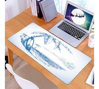 KDWJS Tappetino per mouse XXL Speed Gaming - 90x40 cm - XXL Mousepad - base antiscivolo - migliora la precisione e la velocità - Schizzo di spiaggia, schizzo blu di palme e mare in una scena di spiag