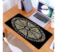 KDWJS Tappetino per mouse XXL Speed Gaming - 90x40 cm - XXL Mousepad - base antiscivolo - migliora la precisione e la velocità - Antico scudo ornamentale scandinavo con rune vichinghe e scandinave is