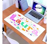 KDWJS Tappetino per mouse XXL Speed Gaming - 90x40 cm - XXL Mousepad - base antiscivolo - migliora la precisione e la velocità - Laura, nome per bambina con fiori in stile doodle vintage e