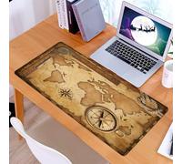 KDWJS Tappetino per mouse XXL Speed Gaming - 90x40 cm - XXL Mousepad - base antiscivolo - migliora la precisione e la velocità - mappa del tesoro invecchiata, righello, corda e vecchia bussola in ott