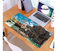 KDWJS Tappetino per mouse XXL Speed Gaming - 90x40 cm - XXL Mousepad - base antiscivolo - migliora la precisione e la velocità - Pirata, grande nave antica sulla costa tropicale caraibica, isola dei