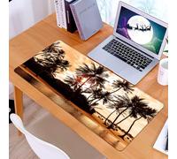 KDWJS Tappetino per mouse XXL Speed Gaming - 90x40 cm - XXL Mousepad - base antiscivolo - migliora la precisione e la velocità - Spiaggia, spiaggia tropicale al tramonto con silhouette di palme, nuvo