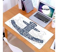 KDWJS Tappetino per mouse XXL Speed Gaming - 90x40 cm - XXL Mousepad - base antiscivolo - migliora la precisione e la velocità - Ancora, punto di ancoraggio in stile scarabocchio, disegno di citazion