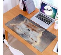KDWJS Tappetino per mouse XXL Speed Gaming - 90x40 cm - XXL Mousepad - base antiscivolo - migliora la precisione e la velocità - Animali, una splendida volpe in una scena fredda, il testo il tuo nom