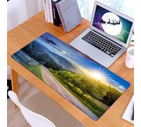 KDWJS Tappetino per mouse XXL Speed Gaming - 90x40 cm - XXL Mousepad - base antiscivolo - migliora la precisione e la velocità - Recinzione vicino alla strada che scende dalla collina con foresta nel