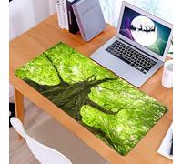 KDWJS Tappetino per mouse XXL Speed Gaming - 90x40 cm - XXL Mousepad - base antiscivolo - migliora la precisione e la velocità - Tree Green Farm, vecchio grande maestoso albero ambiente campagna eco