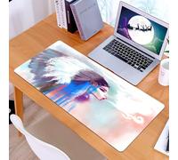KDWJS Tappetino per mouse XXL Speed Gaming - 90x40 cm - XXL Mousepad - base antiscivolo - migliora la precisione e la velocità - Nativo americano, ragazza che fuma la pipa con abiti tradizionali, sfo