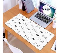 KDWJS Tappetino per mouse XXL Speed Gaming - 90x40 cm - XXL Mousepad - base antiscivolo - migliora la precisione e la velocità - Arte, silhouette di gatto nero e zampa ripetuta su sfondo bianco