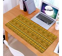 KDWJS Tappetino per mouse XXL Speed Gaming - 90x40 cm - XXL Mousepad - base antiscivolo - migliora la precisione e la velocità - Nero e oro, tribù - Design ispirato al nero e al giallo, intricati mot