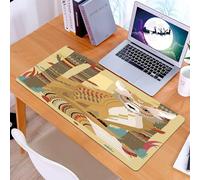 KDWJS Tappetino per mouse XXL Speed Gaming - 90x40 cm - XXL Mousepad - base antiscivolo - migliora la precisione e la velocità - Volpe, tema animale, una soffice volpe nella foresta e tronchi d'alber
