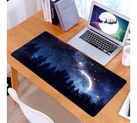 KDWJS Tappetino per mouse XXL Speed Gaming - 90x40 cm - XXL Mousepad - base antiscivolo - migliora la precisione e la velocità - Affascinante vista notturna, la luna crescente splende tra le stelle,