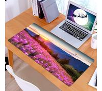 KDWJS Tappetino per mouse XXL Speed Gaming - 90x40 cm - XXL Mousepad - base antiscivolo - migliora la precisione e la velocità - Tramonto meraviglioso, fiori rosa che brillano sotto il tramonto, mont