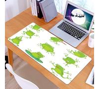 KDWJS Tappetino per mouse XXL Speed Gaming - 90x40 cm - XXL Mousepad - base antiscivolo - migliora la precisione e la velocità - Una simpatica rana verde mostra diverse azioni su un semplice sfondo b