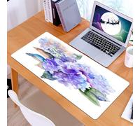 KDWJS Tappetino per mouse XXL Speed Gaming - 90x40 cm - XXL Mousepad - base antiscivolo - migliora la precisione e la velocità - Acquerello, delicati fiori di ortensia in fiore, composizione botanica