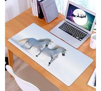 KDWJS Tappetino per mouse XXL Speed Gaming - 90x40 cm - XXL Mousepad - base antiscivolo - migliora la precisione e la velocità - Cavalli, rari cavalli maculati al galoppo sul campo innevato