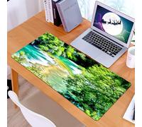 KDWJS Tappetino per mouse XXL Speed Gaming - 90x40 cm - XXL Mousepad - base antiscivolo - migliora la precisione e la velocità - Natura, Giungla squisita con cascata, Lago della foresta magica, immag