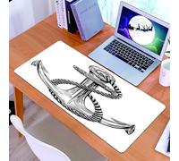 KDWJS Tappetino per mouse XXL Speed Gaming - 90x40 cm - XXL Mousepad - base antiscivolo - migliora la precisione e la velocità - Classica ancora bianca e nera intrecciata con corda, che emana un fasc