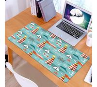 KDWJS Tappetino per mouse XXL Speed Gaming - 90x40 cm - XXL Mousepad - base antiscivolo - migliora la precisione e la velocità - Faro, faro con barca, nave e sagoma di animale