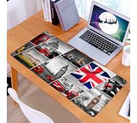 KDWJS Tappetino per mouse XXL Speed Gaming - 90x40 cm - XXL Mousepad - base antiscivolo - migliora la precisione e la velocità - Città, raccolta di monumenti di Londra, edifici storici e striscioni i