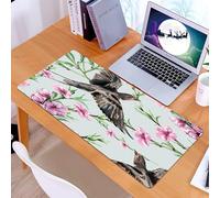 KDWJS Tappetino per mouse XXL Speed Gaming - 90x40 cm - XXL Mousepad - base antiscivolo - migliora la precisione e la velocità - Motivo acquerello con uccello, rondine e fiore di pesca senza soluzion