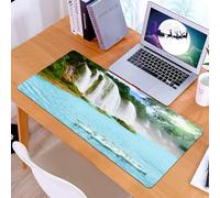 KDWJS Tappetino per mouse XXL Speed Gaming - 90x40 cm - XXL Mousepad - base antiscivolo - migliora la precisione e la velocità - Paesaggio idilliaco con cascate, vegetazione lussureggiante e uno stor