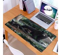 KDWJS Tappetino per mouse XXL Speed Gaming - 90x40 cm - XXL Mousepad - base antiscivolo - migliora la precisione e la velocità - Nella foresta incantata, un'orsa e i suoi cuccioli fanno la guardia, i