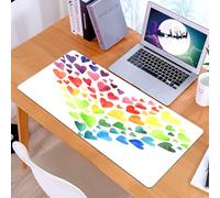 KDWJS Tappetino per mouse XXL Speed Gaming - 90x40 cm - XXL Mousepad - base antiscivolo - migliora la precisione e la velocità - Cuori arcobaleno e multicolori che formano un'enorme opera d'arte ispi