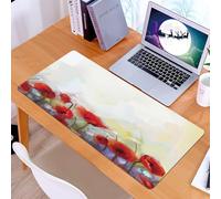 KDWJS Tappetino per mouse XXL Speed Gaming - 90x40 cm - XXL Mousepad - base antiscivolo - migliora la precisione e la velocità - Un fiore di papavero rosso e delicate margherite su uno sfondo morbido