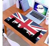 KDWJS Tappetino per mouse XXL Speed Gaming - 90x40 cm - XXL Mousepad - base antiscivolo - migliora la precisione e la velocità - Union Jack, silhouette delle Houses of the Parliament sulla bandiera d