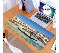 KDWJS Tappetino per mouse XXL Speed Gaming - 90x40 cm - XXL Mousepad - base antiscivolo - migliora la precisione e la velocità - Affascinante scena del canale di Venezia, la gondola scivola sotto il