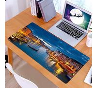 KDWJS Tappetino per mouse XXL Speed Gaming - 90x40 cm - XXL Mousepad - base antiscivolo - migliora la precisione e la velocità - Paesaggio al crepuscolo del Canal Grande di Venezia con gondola e facc