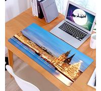 KDWJS Tappetino per mouse XXL Speed Gaming - 90x40 cm - XXL Mousepad - base antiscivolo - migliora la precisione e la velocità - municipio della città di amburgo, germania con albero di Natale illumi