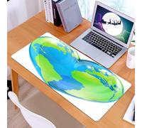 KDWJS Tappetino per mouse XXL Speed Gaming - 90x40 cm - XXL Mousepad - base antiscivolo - migliora la precisione e la velocità - Terra, globo terrestre vibrante a forma di cuore, ama il mondo, prendi