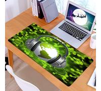 KDWJS Tappetino per mouse XXL Speed Gaming - 90x40 cm - XXL Mousepad - base antiscivolo - migliora la precisione e la velocità - Mondo, Composizione a tema musicale con cuffie DJ, note musicali e glo