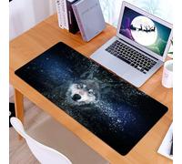 KDWJS Tappetino per mouse XXL Speed Gaming - 90x40 cm - XXL Mousepad - base antiscivolo - migliora la precisione e la velocità - Un lupo misterioso con abbaglianti occhi azzurri emerge da uno sfondo