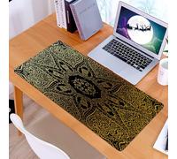 KDWJS Tappetino per mouse XXL Speed Gaming - 90x40 cm - XXL Mousepad - base antiscivolo - migliora la precisione e la velocità - Mandala dorato, grande tema di armonia floreale asiatica, elementi art