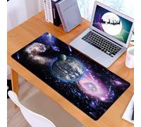 KDWJS Tappetino per mouse XXL Speed Gaming - 90x40 cm - XXL Mousepad - base antiscivolo - migliora la precisione e la velocità - Paesaggio cosmico, Terra e vari corpi celesti, Terra, galassie e piane